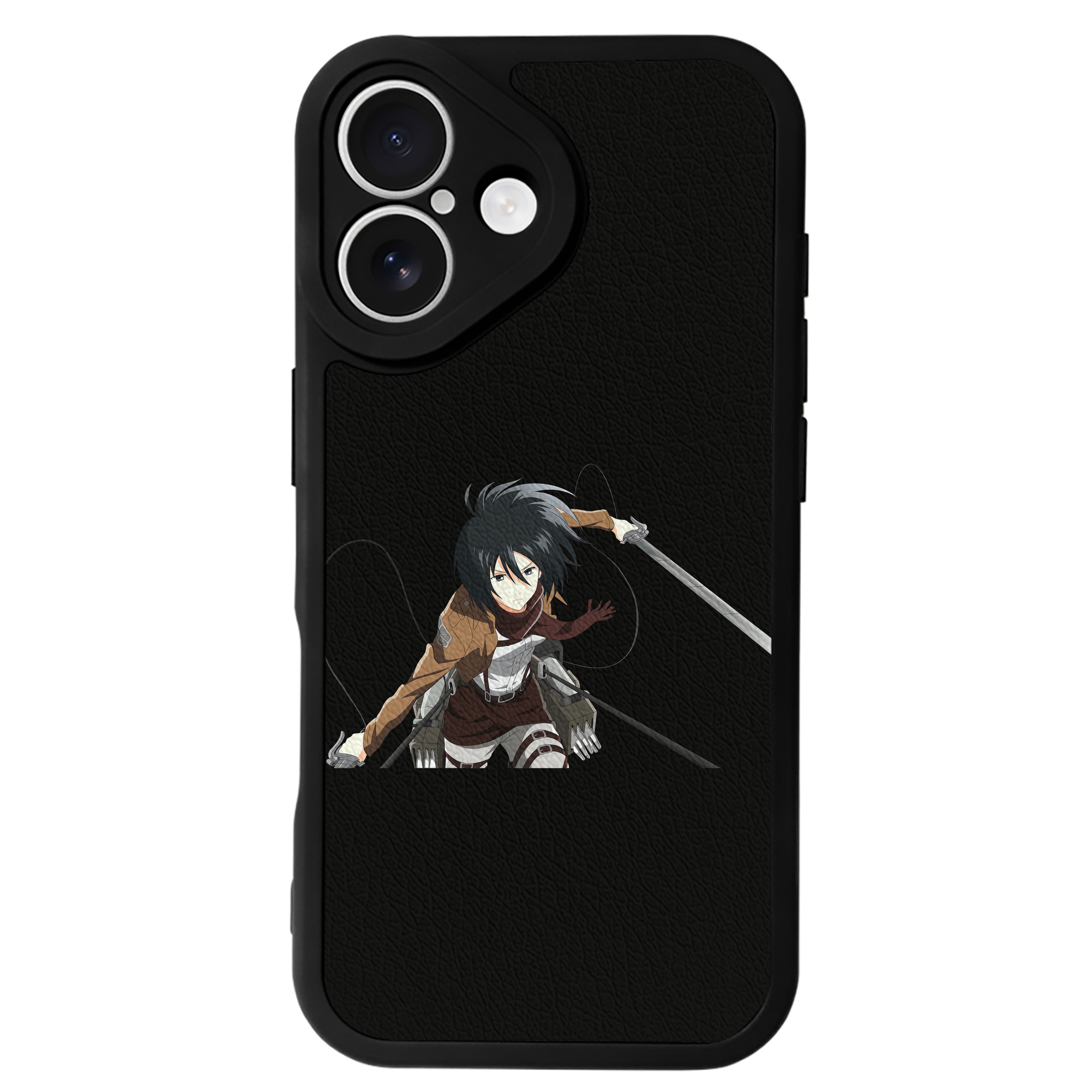 （画像用） 進撃の巨人 ミカサ·アッカーマン Attack on Titan Mikasa Ackerman 【iPhone 16シリーズ対応】シリコンスマホケース（レザー調） 材質：シリコン
